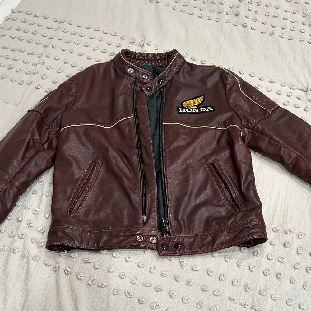 Honda Brown Leather Jacket and Pants for Women.